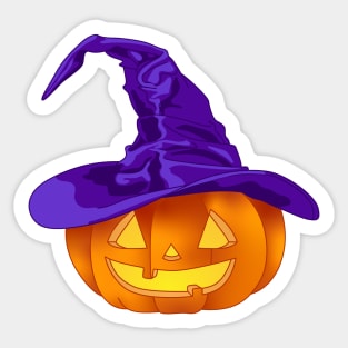 A Short Witchy Pumpkin (Bright Green) Sticker